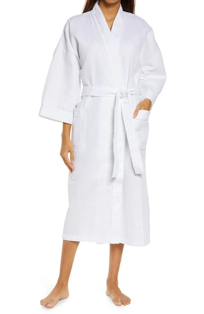 Shop Majestic Somerset Woven Waffle Robe In White