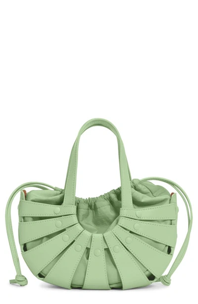 Shop Bottega Veneta Small Shell Bag In Pistachio/ Silver