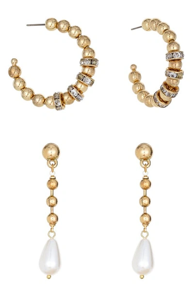 Shop Ettika Set Of 2 Hoop & Drop Earrings In Gold