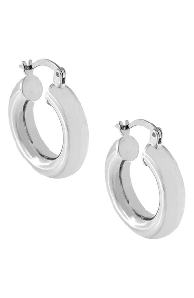 Shop Adinas Jewels Chunky Hollow Hoop Earrings In Silver
