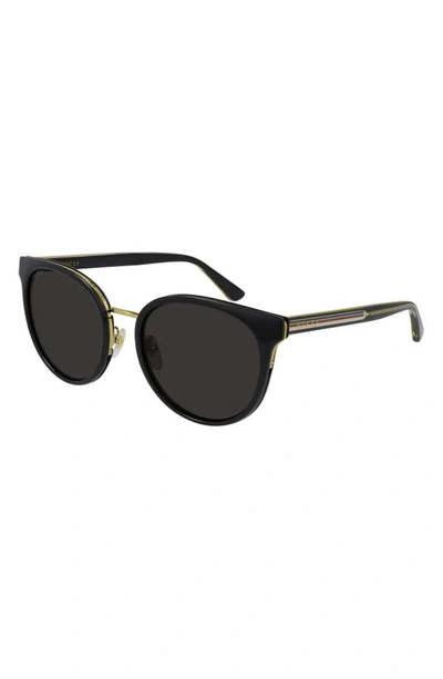 Shop Gucci Gicco 56mm Round Sunglasses In Black/ Grey