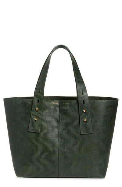 Shop Frame Les Second Medium Embossed Leather Tote In Forest Lizard