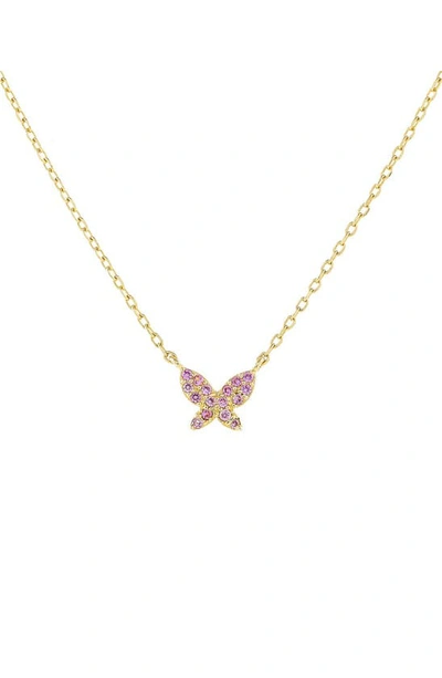 Shop Adinas Jewels Pave Butterfly Pendant Necklace In Gold