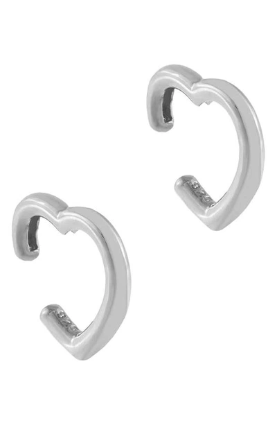 Shop Adinas Jewels Open Heart Ear Cuffs In Silver
