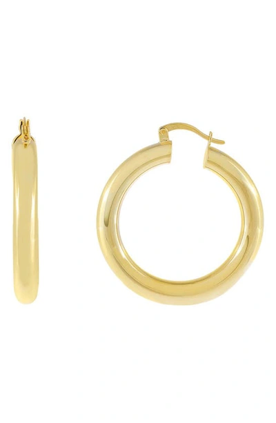 Shop Adinas Jewels Chunky Hollow Hoop Earrings In Gold