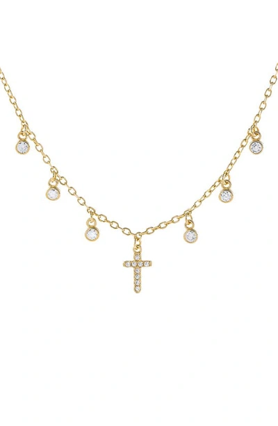 Shop Adinas Jewels Cubic Zirconia Cross Necklace In Gold