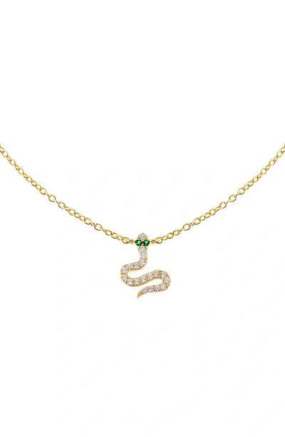 Shop Adinas Jewels Pavé Snake Charm Choker In Gold