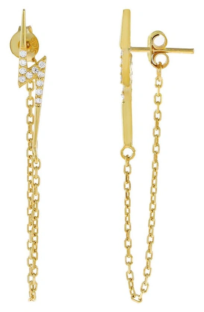 Shop Adinas Jewels Lightning Bolt Chain Earrings In Gold