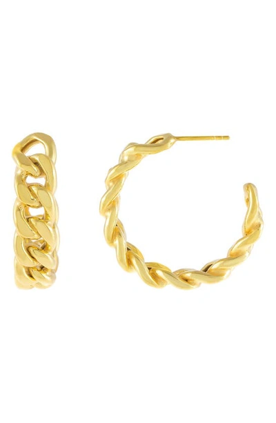Shop Adinas Jewels Chunky Cuban Chain Hoop Earrings In Gold