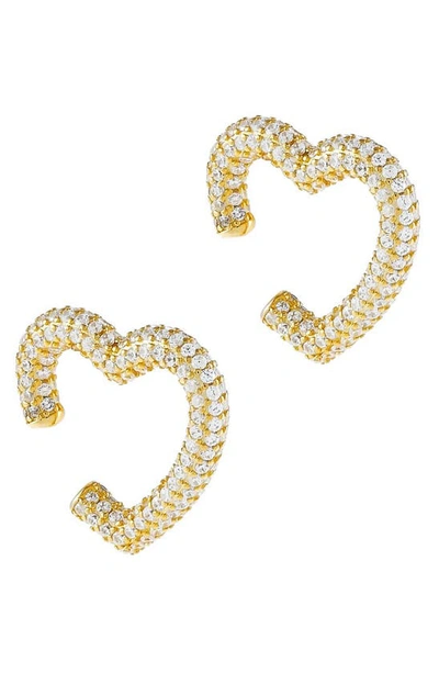 Shop Adinas Jewels Set Of 2 Pave Ear Cuffs In Gold