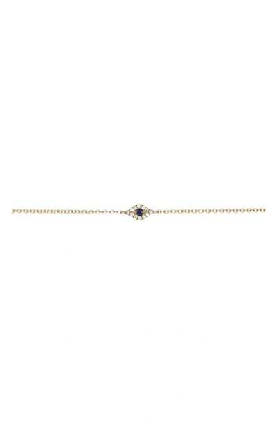 Shop Ef Collection Diamond & Sapphire Evil Eye Chain Bracelet In Yellow Gold