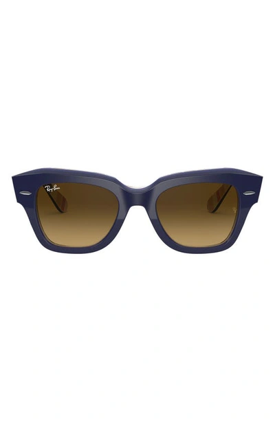 Shop Ray Ban State Street 49mm Gradient Square Sunglasses In Dark Blue/ Brown Gradient