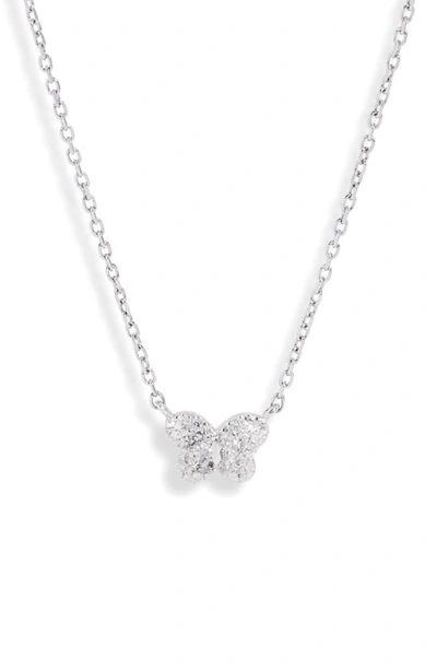Shop Anzie Love Letter Sapphire Pavé Butterfly Pendant Necklace In Silver