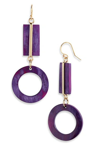 Shop Akola Maya Geometric Drop Earrings In Purple