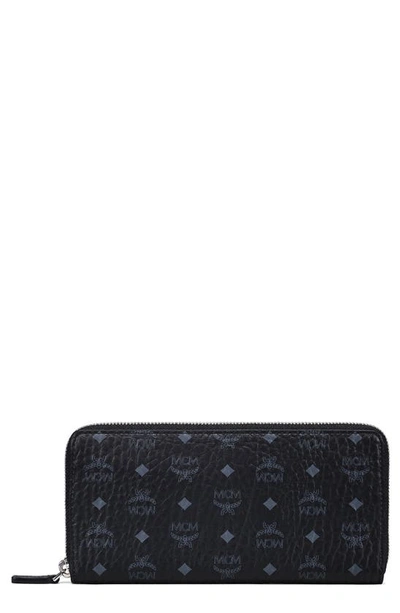 Shop Mcm Large Viestos Faux-leather Zip Wallet In Black