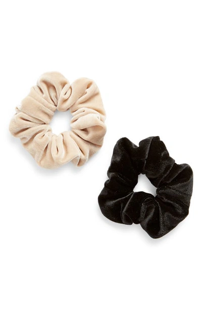 Shop 8 Other Reasons 2-pack Assorted Velvet Scrunchies In Beige/ Black