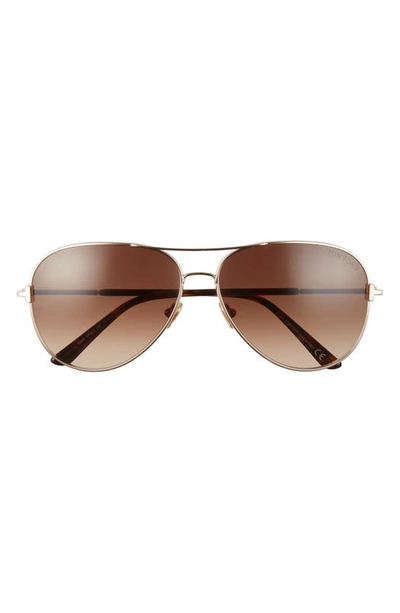Shop Tom Ford Clark 61mm Gradient Aviator Sunglasses In Rose Gold/ Brown Gradient