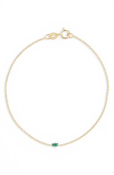 Shop Lizzie Mandler Fine Jewelry Baguette Floating Bracelet In Yellow Gold/emerald