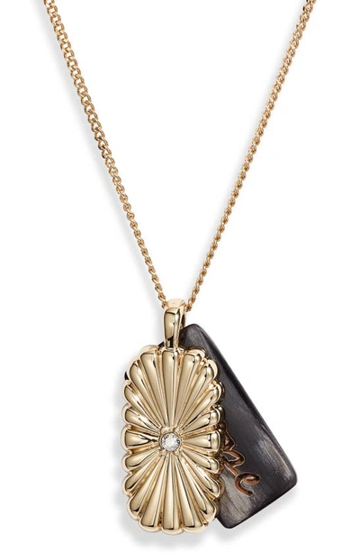 Shop Akola Rosen Brave Pendant Necklace In Black/ Gold