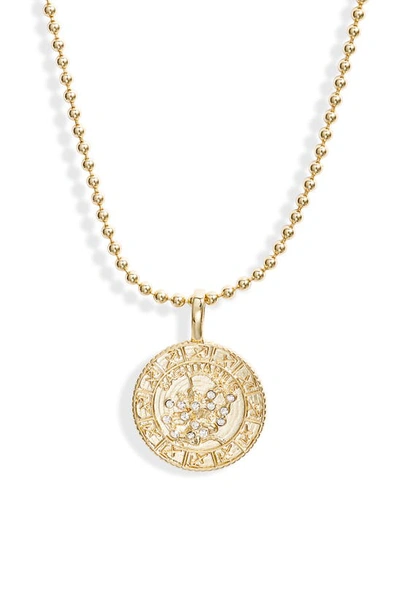 Shop Melinda Maria Zodiac Pendant Necklace In Gold- Capricorn