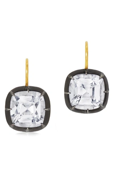 Shop Fred Leighton Collet Drop Earrings In White Topaz