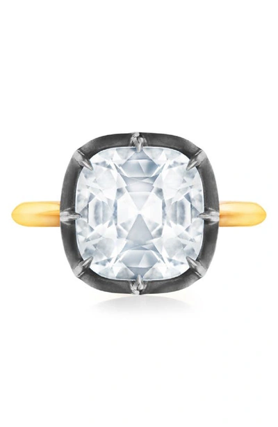Shop Fred Leighton Collet Cushion Ring In White Topaz
