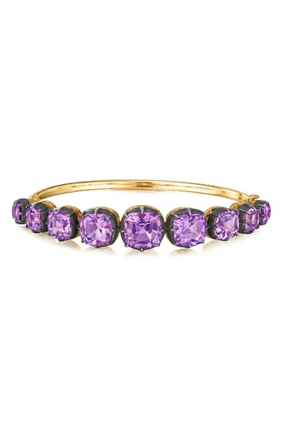 Shop Fred Leighton Collet Cushion Bangle Bracelet In Amethyst