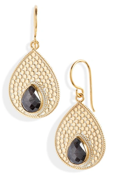 Shop Anna Beck Medium Stone Teardrop Earrings In Gold/ Grey Sapphire