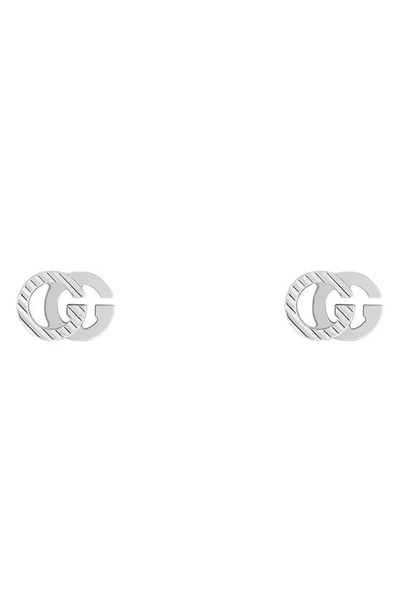 Gucci Gg Running 18k White Gold Stud Earrings In White Gold