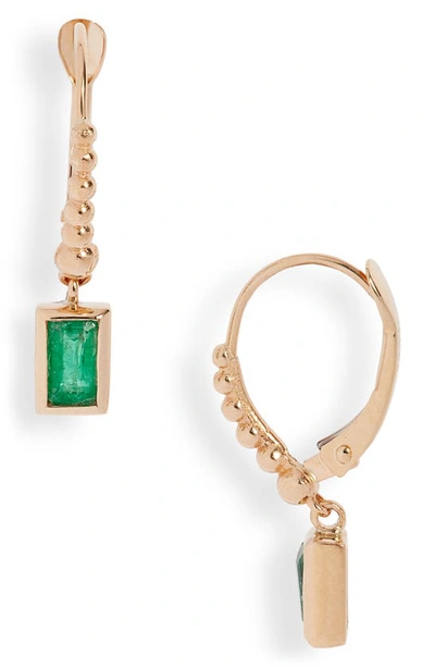 Shop Anzie Carre Emerald Baguette Drop Earrings
