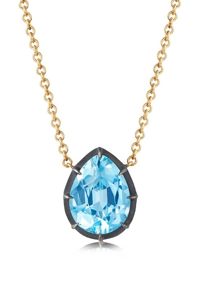 Shop Fred Leighton Collet Teardrop Stone Pendant Necklace In Blue Topaz