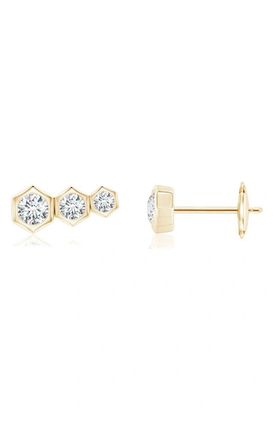 Shop Natori X Angara Natori Indochine Journey Diamond Stud Earrings In Yellow Gold