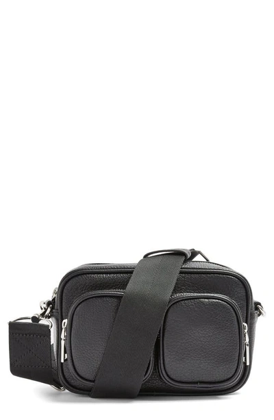 Shop Topshop Double Pocket Faux Leather Shoulder Bag In Black