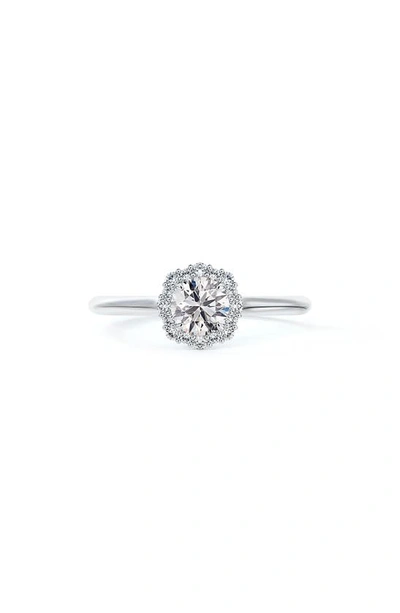 Shop Forevermark De Beers  Center Of My Universe® Floral Halo Diamond Engagement Ring In Platinum-d0.50ct