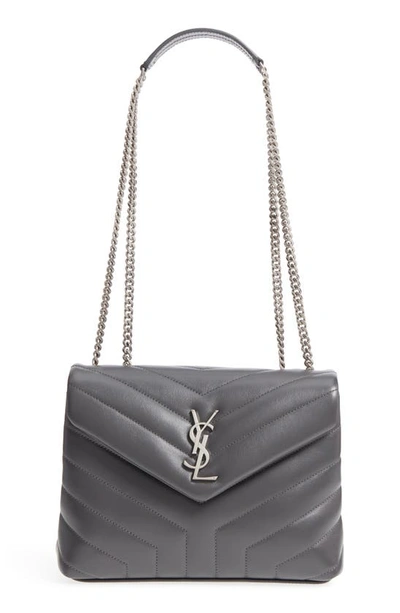 Shop Saint Laurent Small Loulou Matelassé Leather Shoulder Bag In Storm/ Storm