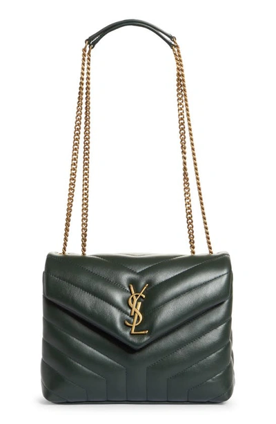 Shop Saint Laurent Small Loulou Leather Shoulder Bag In 3045 New Vert Fo/n.vert.f