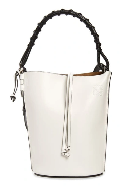 Shop Loewe Gate Leather Bucket Bag In 1950 Soft White