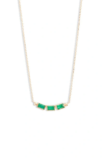 Shop Anzie Classique Carre Emerald Bar Necklace