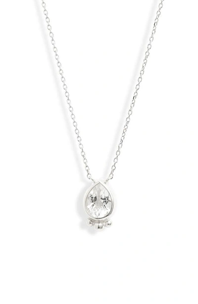 Shop Anzie Drop White Topaz Pendant Necklace In Silver