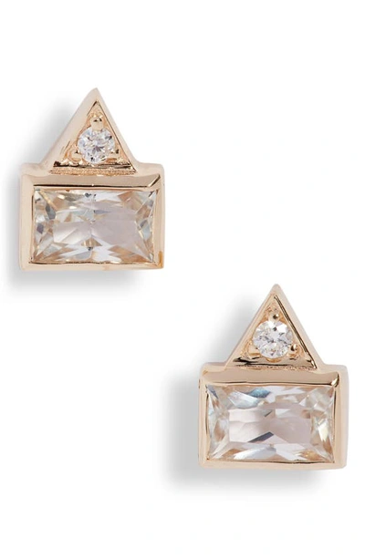 Shop Anzie Cleo White Topaz & Diamond Stud Earrings In Gold