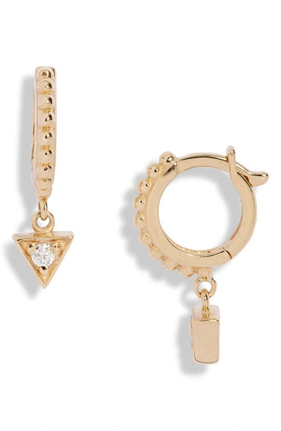 Shop Anzie Cleo Diamond Charm Huggie Hoop Earrings In Yellow Gold