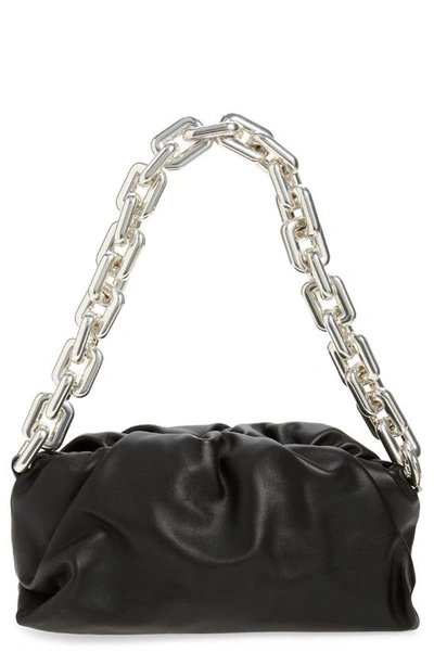 Shop Bottega Veneta The Chain Pouch Leather Shoulder Bag In Nero/ Silver