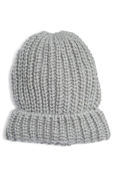 Shop Trouve Ribbed Cuff Beanie In Grey Light