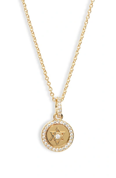 Shop Nadri Star Of David Circle Pendant Necklace In Gold