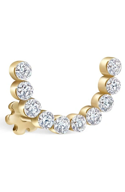 Maria Tash 18ct 6.5mm Invisible Set Diamond Demi Eternity Single Threaded Stud Earring In Yellow Gold