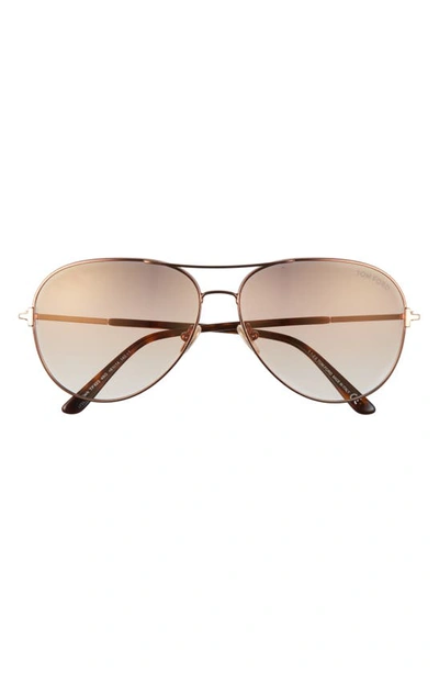 Shop Tom Ford Clark 61mm Gradient Aviator Sunglasses In Dark Brown/ Brown Mirror
