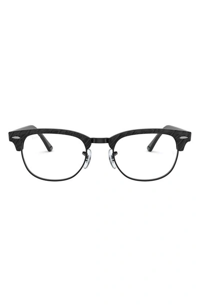 Shop Ray Ban 5154 51mm Optical Glasses In Wrinkled Black/ Black