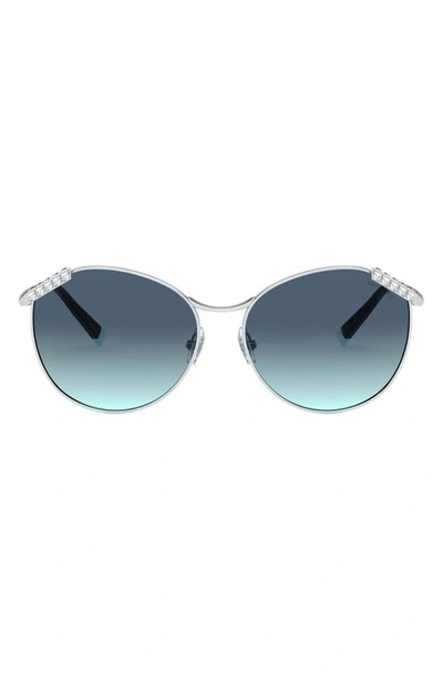 Shop Tiffany & Co 59mm Gradient Round Sunglasses In Silver/ Azure/ Blue Gradient