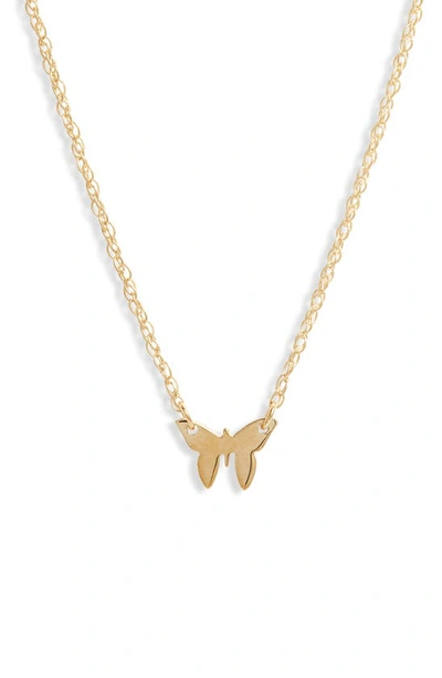 Shop Jennifer Zeuner Mariah Mini Butterfly Pendant Necklace In Yellow Gold