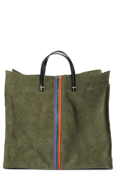 Shop Clare V Simple Tote In Army Suede